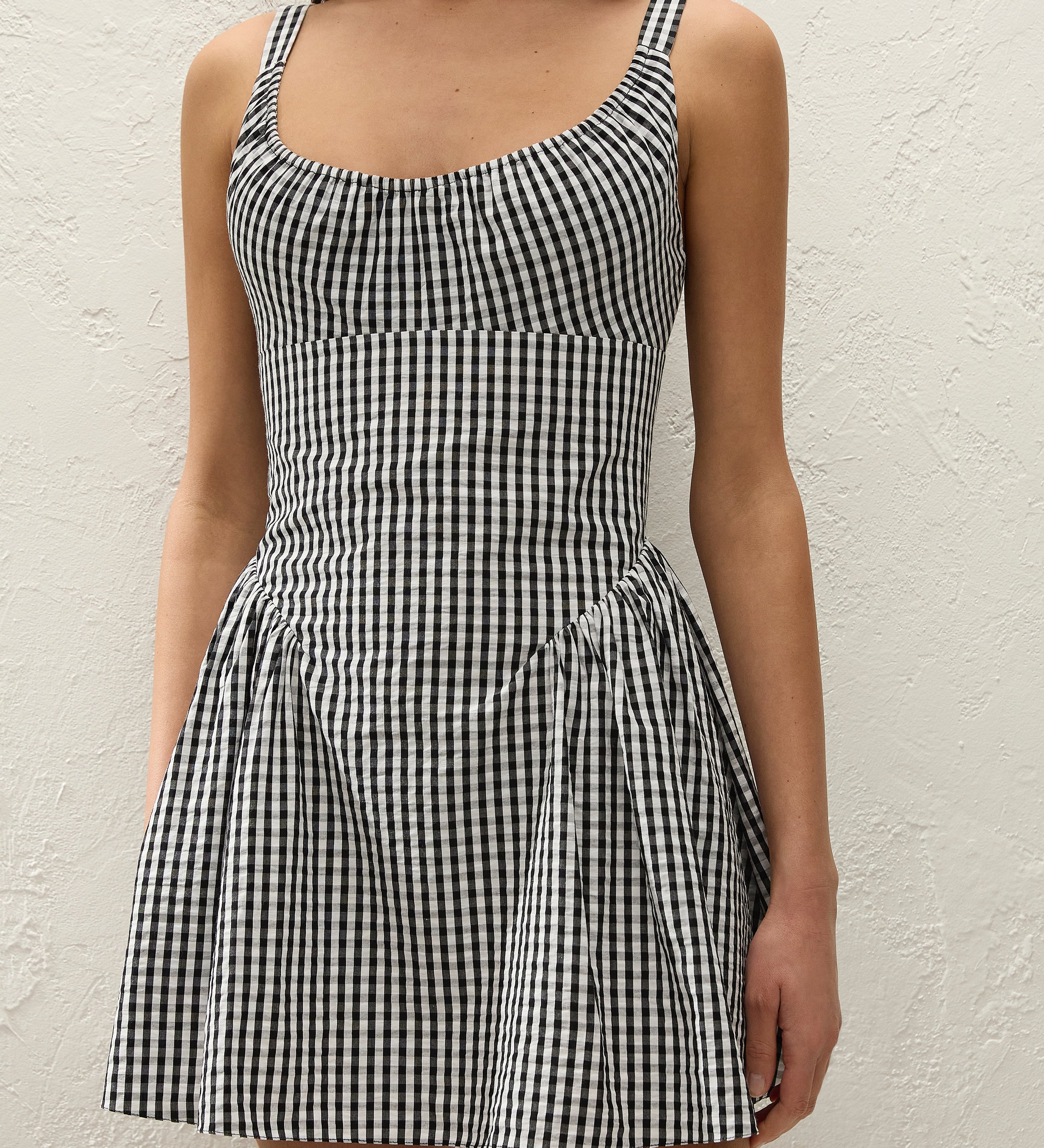 Faithfull - Marcella Mini Dress Black Textured Gingham