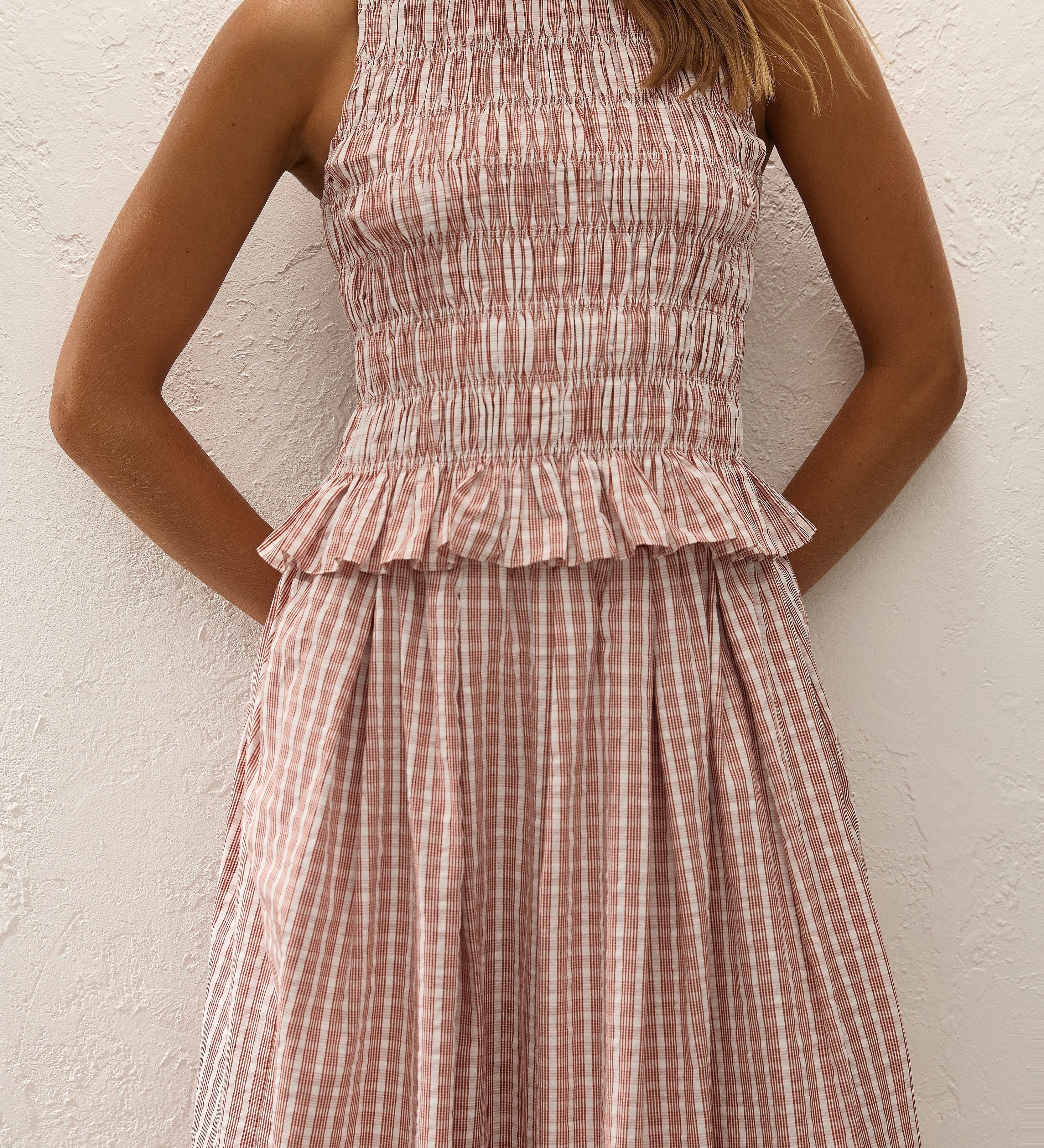 Faithfull - Cales Top Paloma Check Cinnamon White