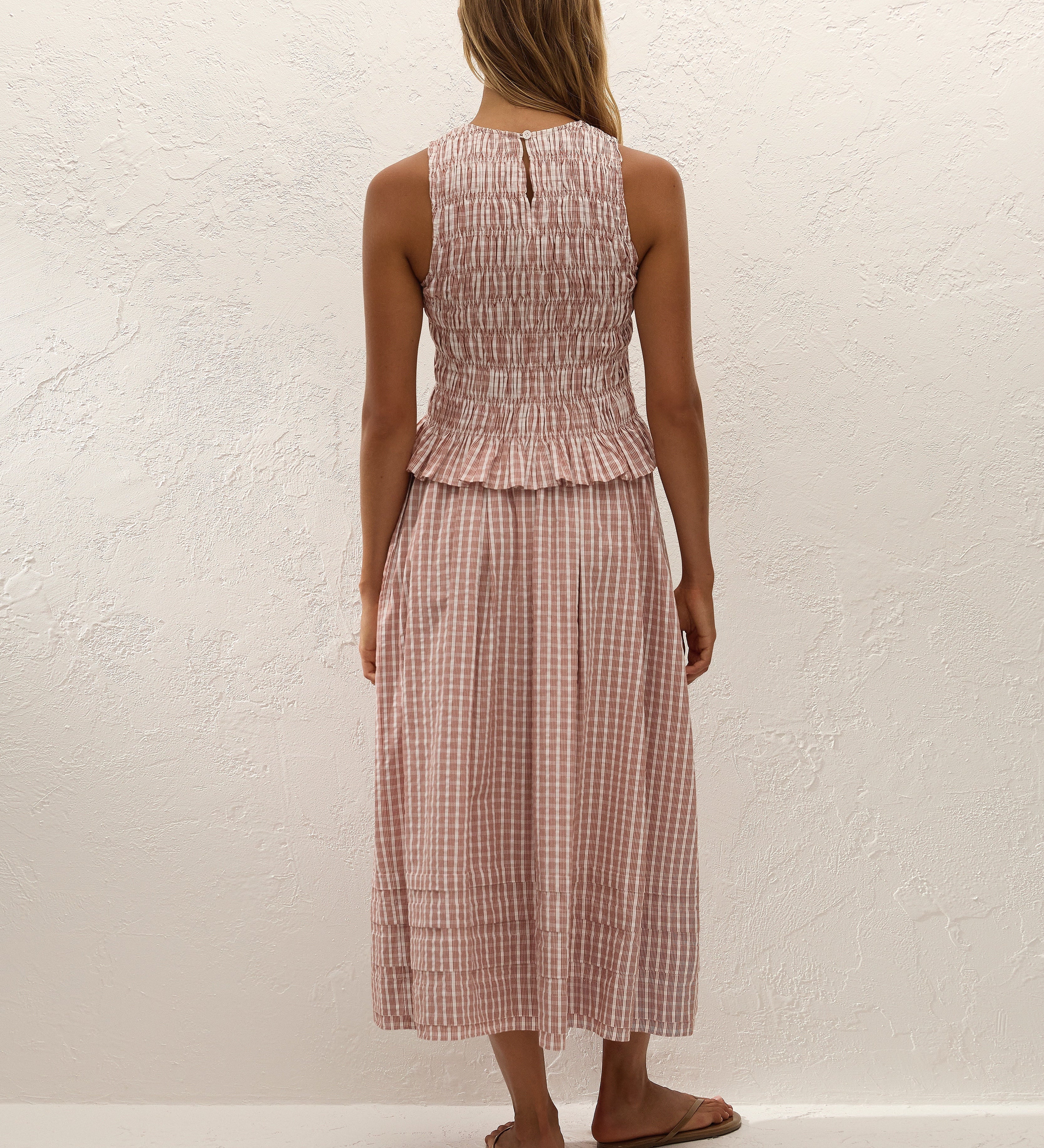 Faithfull - Cales Skirt Paloma Check Cinnamon White
