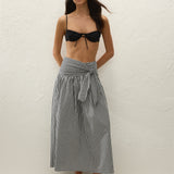 Faithfull - Lucia Midi Skirt Black Textured Gingham - Final Sale