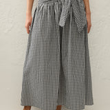 Faithfull - Lucia Midi Skirt Black Textured Gingham - Final Sale