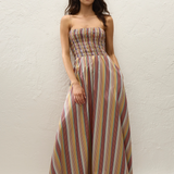 Faithfull - Anniken Maxi Dress Agua Stripe Mustard
