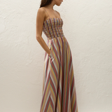 Faithfull - Anniken Maxi Dress Agua Stripe Mustard