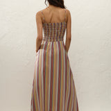 Faithfull - Anniken Maxi Dress Agua Stripe Mustard
