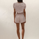 Faithfull - Emilie Playsuit Paloma Check Cinnamon White