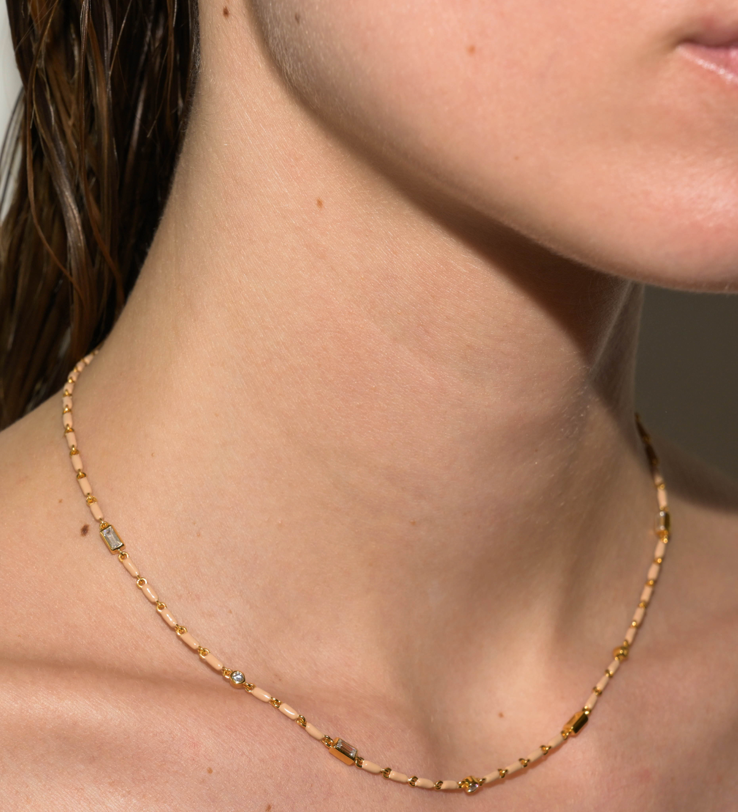 Dorsey - ENAMEL MOISSANITE NECKLACE IN SABLE, 18K GOLD VERMEIL