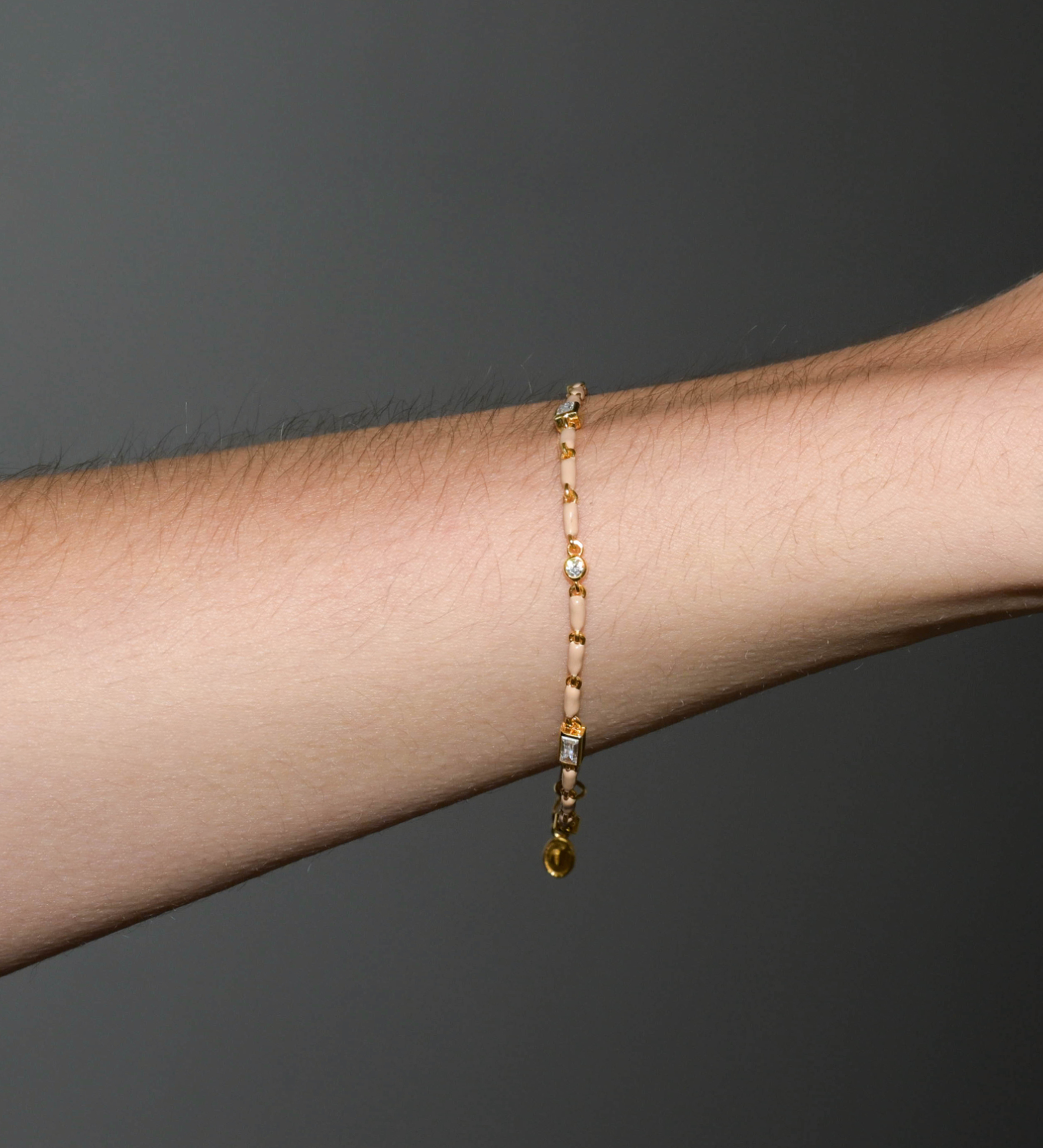 Dorsey - ENAMEL MOISSANITE BRACELET IN SABLE, 18K GOLD VERMEIL