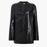Khaite - Sadie Coat in Black Croc - Embossed Leather