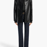 Khaite - Sadie Coat in Black Croc - Embossed Leather