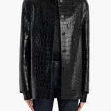 Khaite - Sadie Coat in Black Croc - Embossed Leather