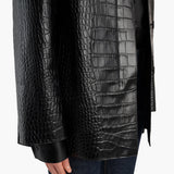 Khaite - Sadie Coat in Black Croc - Embossed Leather