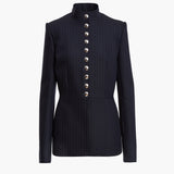 Khaite - Samuel Jacket in Navy and White Stripe