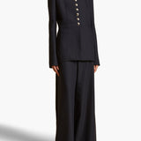 Khaite - Jacob Pant in Navy and White Stripe