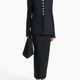 Khaite - Loxley Skirt in Navy and White Stripe