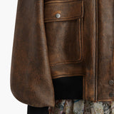 Khaite - Sandor Jacket in Dark Brown Distressed Leather
