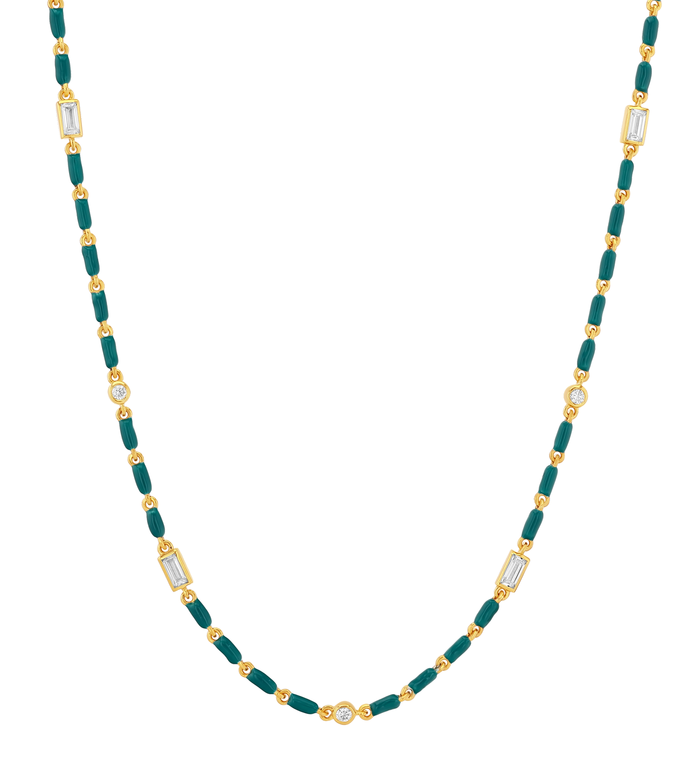 Dorsey - ENAMEL MOISSANITE NECKLACE IN SARCELLE, 18K GOLD VERMEIL