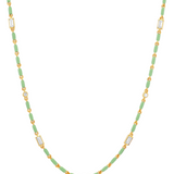 Dorsey - ENAMEL MOISSANITE NECKLACE IN SAUGE, 18K GOLD VERMEIL