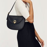 SAVETTE - Small Tondo Hobo in Black Leather