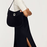 SAVETTE - Large Tondo Hobo in Black Suede