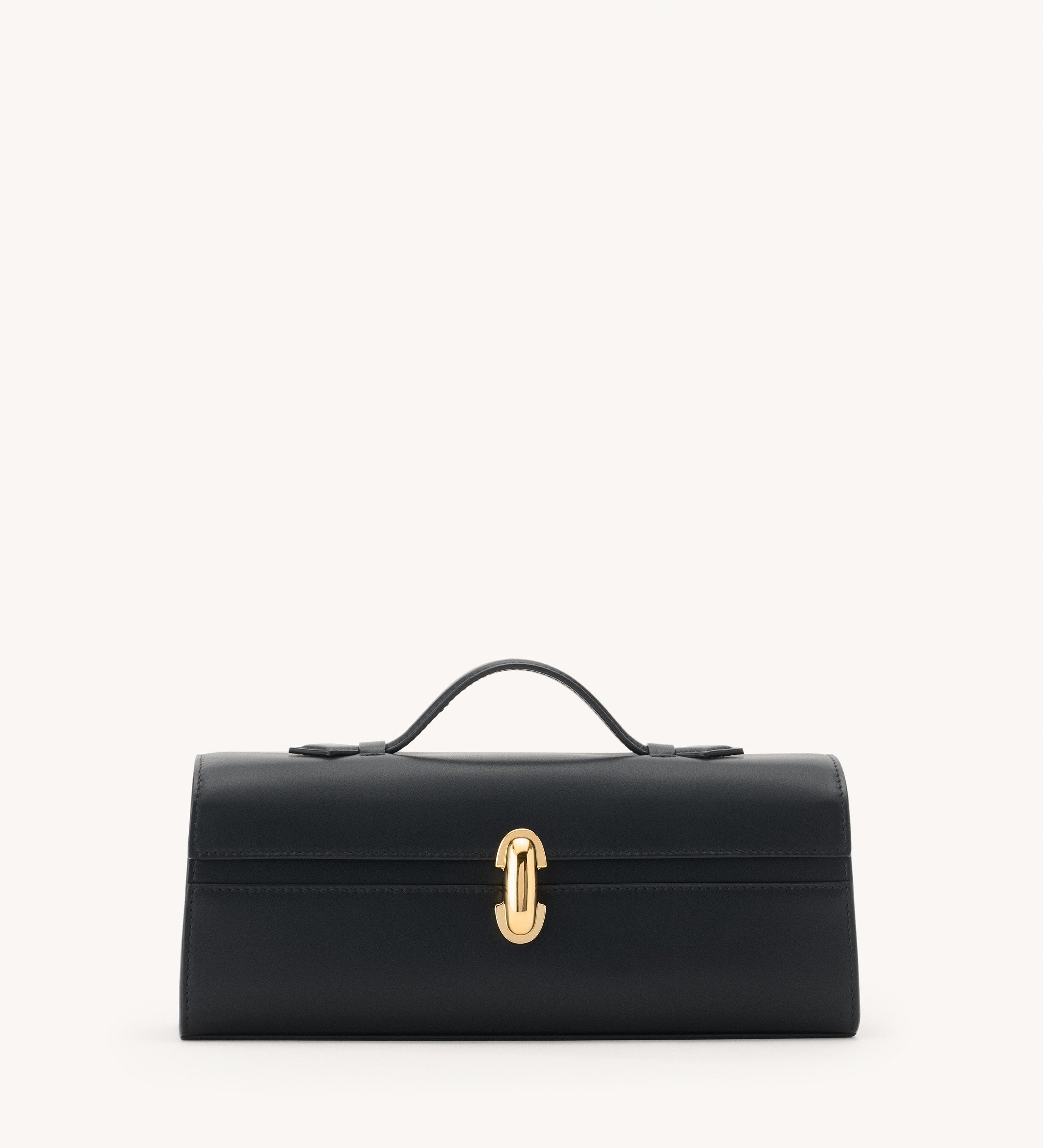 front view of the Slim Symmetry Pochette handbag in Black leather 