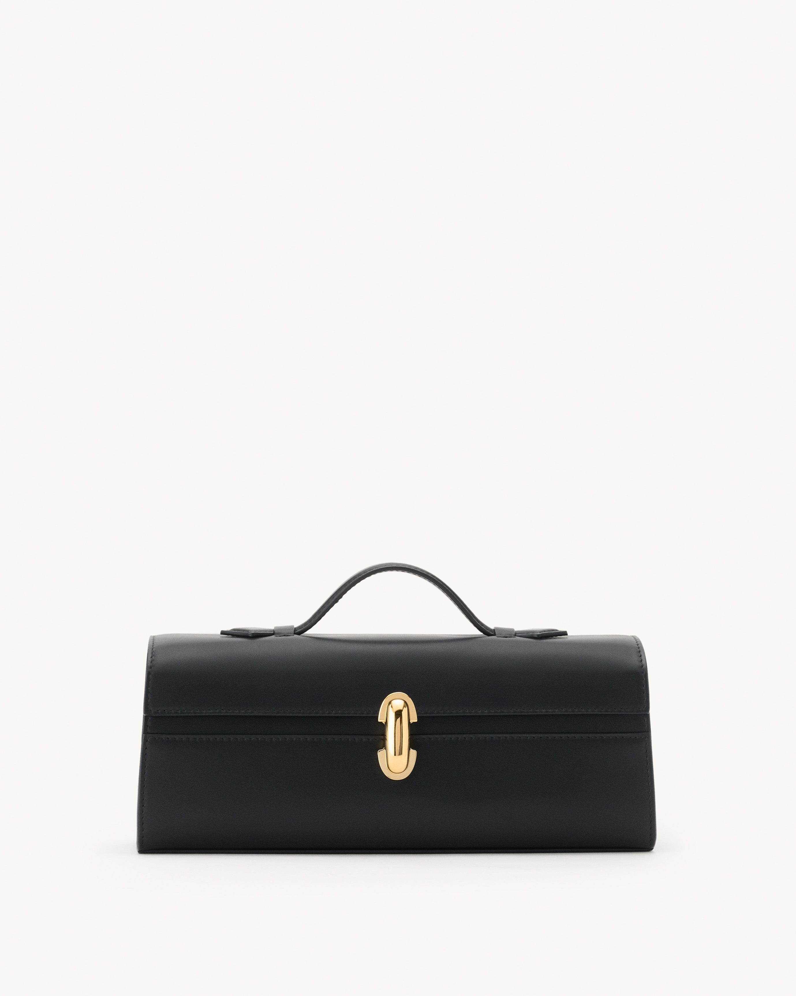 front view of the Slim Symmetry Pochette handbag in Black leather 
