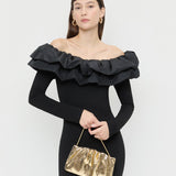 Loeffler Randall - Serena Gold Snake Gathered Clutch