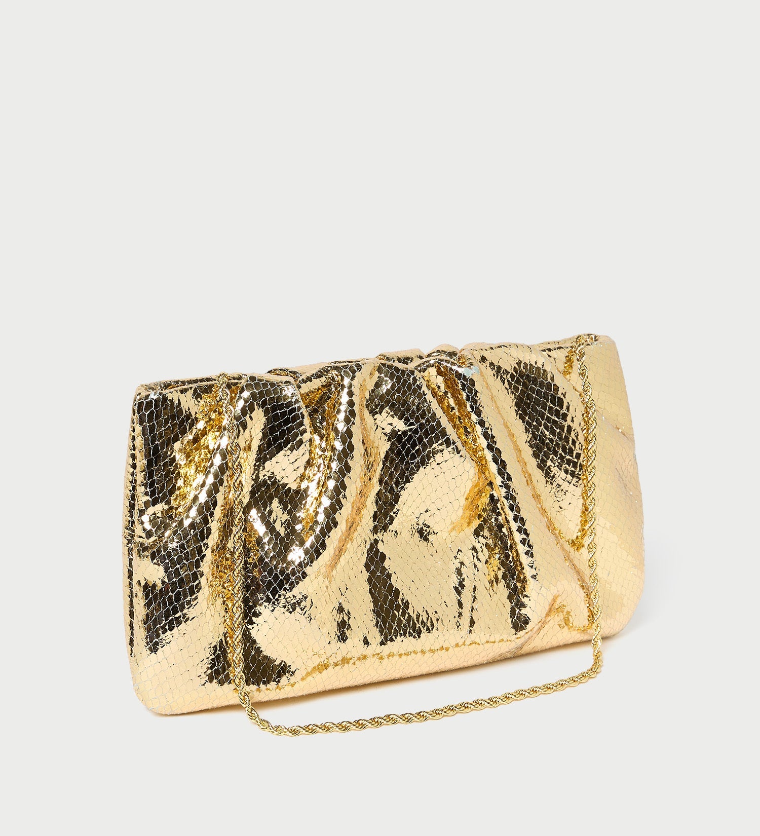 Loeffler Randall - Serena Gold Snake Gathered Clutch