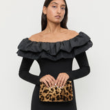Loeffler Randall - Serena Leopard Gathered Velvet Clutch