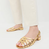 Loeffler Randall - Shelly Gold Leather Flat Sandal