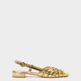 Loeffler Randall - Shelly Gold Leather Flat Sandal