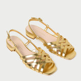 Loeffler Randall - Shelly Gold Leather Flat Sandal