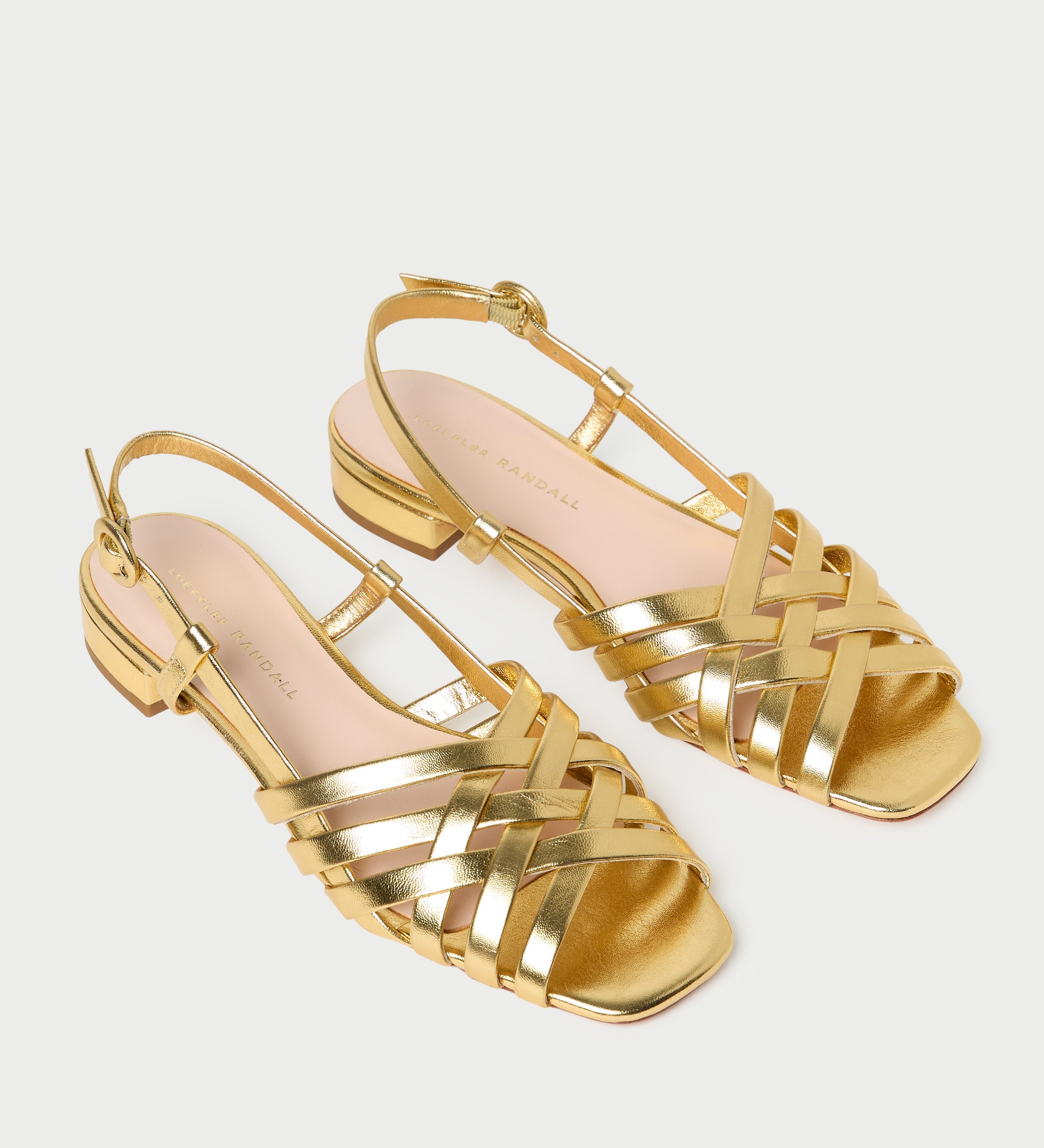 Loeffler Randall - Shelly Gold Leather Flat Sandal