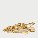 Loeffler Randall - Shelly Gold Leather Flat Sandal