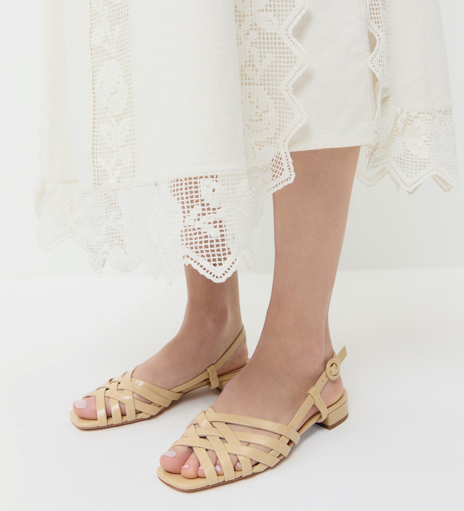 Loeffler Randall - Shelly Bisque Leather Flat Sandal