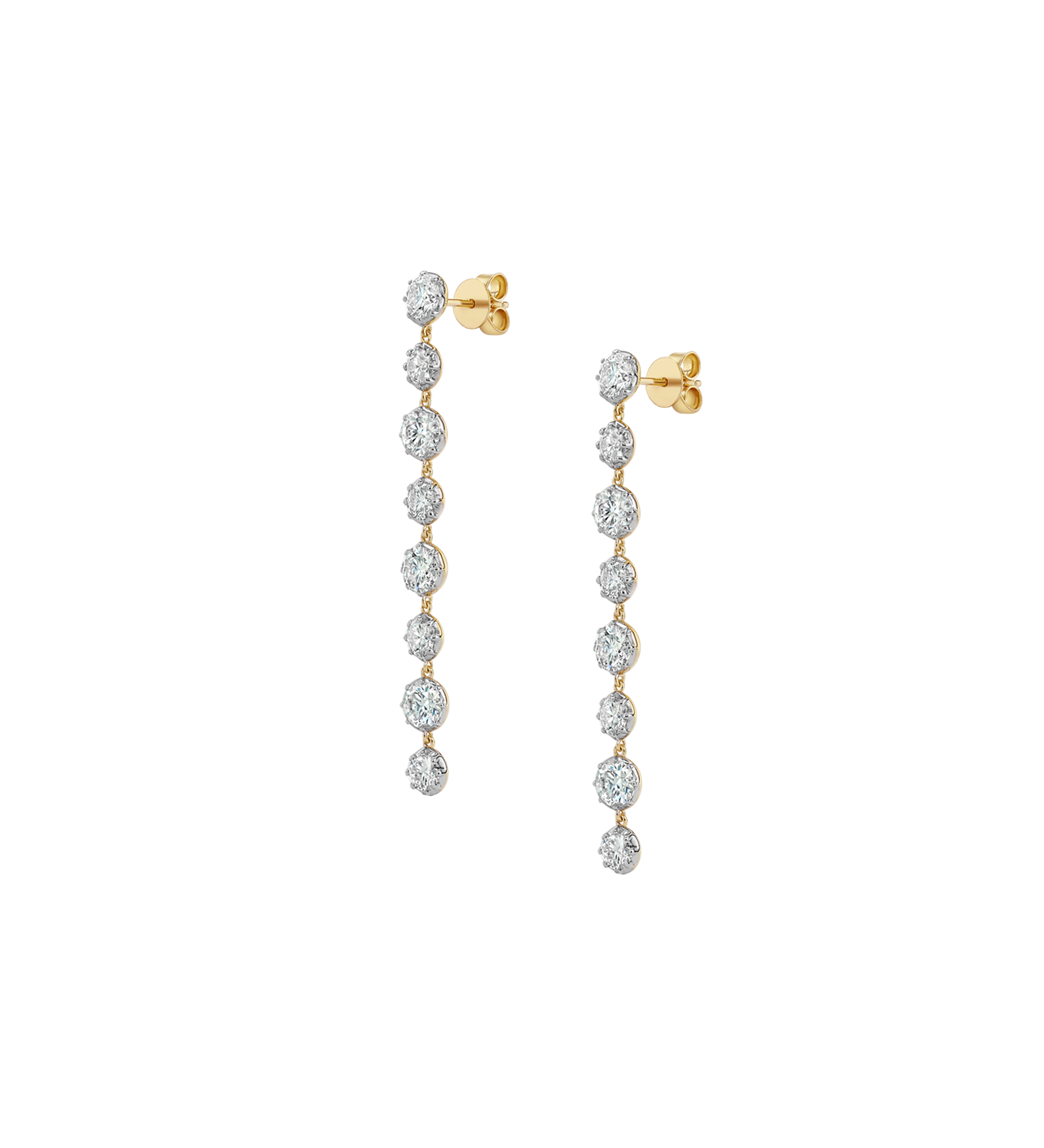 Dorsey - SHORT SYLVIE RIVIÈRE EARRINGS IN MOISSANITE, GOLD VERMEIL WITH WHITE RHODIUM BEZEL