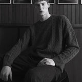 FRAME - Cable Cashmere Crewneck -- Charcoal