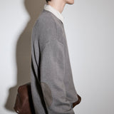 FRAME - Suede Patch Sweater -- Heather Grey