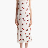 Khaite - Sicily Dress in Cream with Raspberry Print