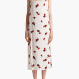 Khaite - Sicily Dress in Cream with Raspberry Print