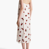 Khaite - Sicily Dress in Cream with Raspberry Print