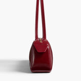 Khaite - Simona Shoulder Bag in Oxblood Crackle Patent Leather