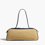 Khaite - Simona Shoulder Bag in Natural Canvas with Black Leather