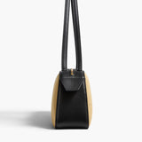 Khaite - Simona Shoulder Bag in Natural Canvas with Black Leather