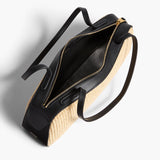 Khaite - Simona Shoulder Bag in Natural Raffia with Black Leather