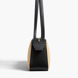 Khaite - Simona Shoulder Bag in Natural Raffia with Black Leather