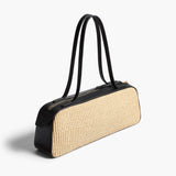 Khaite - Simona Shoulder Bag in Natural Raffia with Black Leather