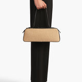 Khaite - Simona Shoulder Bag in Natural Raffia with Black Leather