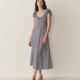 DÔEN - SOFIA DRESS -- BLUE PORCELAIN TEA FLORAL