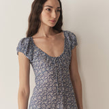 DÔEN - SOFIA DRESS -- BLUE PORCELAIN TEA FLORAL