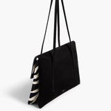 Khaite - Soft Blake Shoulder Bag in Zebra Print Haircalf and Black Suede